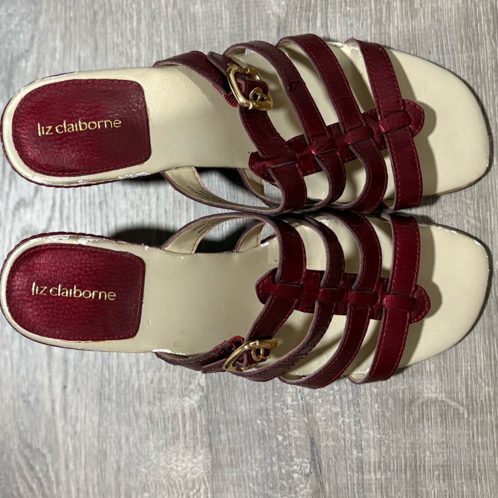 Liz Claiborne Burgundy Sandals - Picture 3 of 9